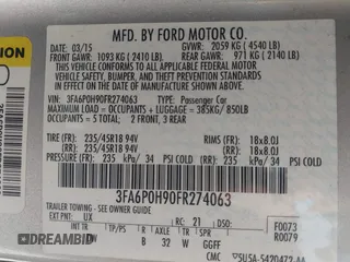 2015 Ford Fusion SE with VIN 3FA6P0H90FR274063, listed as a IAAI auction lot 42585936 with 118,702 mi miles and . Bid and sale history available at DreamBid. Image 9.