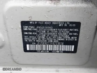 2015 Subaru XV Crosstrek Premium with VIN JF2GPACC1F8233614, listed as a IAAI auction lot 41788304 with 107,781 mi miles. Bid and sale history available at carsss.com. Image 9.
