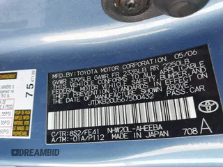 2006 Toyota Prius with VIN JTDKB20U567500432, listed as a IAAI auction lot 41854835 with Not Provided miles and . Bid and sale history available at carsss.com. Image 9.