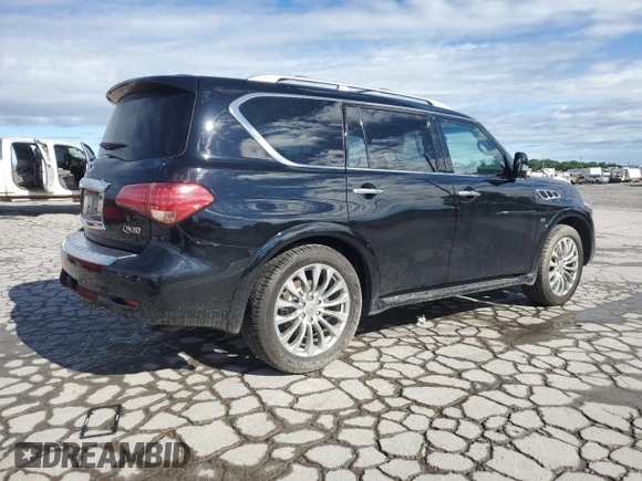 2017 Infiniti QX80 z VIN JN8AZ2NE9H9159198, wystawiony jako Copart lot #58572875 z przebiegiem 136 492 mil mil oraz Szkoda całkowita • Salvage title. Historia ofert i sprzedaży dostępna na DreamBid. Obrazek 3.