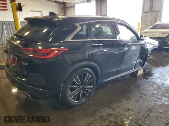 2021 Infiniti QX50 Luxe with VIN 3PCAJ5BB9MF119427, listed as a Copart auction lot 55217265 with 40,677 mi miles and Salvage Title. Bid and sale history available at DreamBid. Image 3.