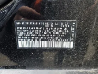 2024 Volkswagen Jetta S с VIN 3VW5M7BU6RM102431, выставлен на аукционе Copart как лот 58212985 с пробегом 6 065 миль миль и Списание • Salvage title. История ставок и продаж доступна на DreamBid. Изображение 12.