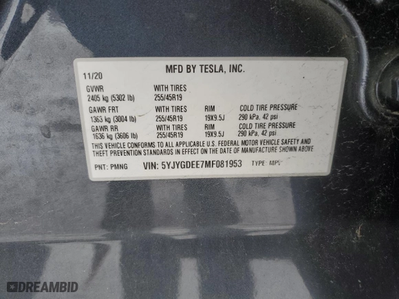 2021 Tesla Model Y Long Range with VIN 5YJYGDEE7MF081953, listed as a Copart auction lot 88310505 with 28,857 mi miles and Salvage Title. Bid and sale history available at carsss.com. Image 14.