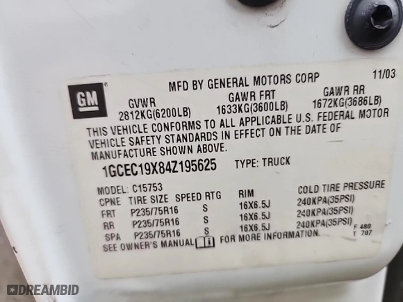 2004 Chevrolet Silverado 1500 Work Truck with VIN 1GCEC19X84Z195625, listed as a Copart auction lot 47950485 with 224,804 mi miles and Salvage Title. Bid and sale history available at carsss.com. Image 12.