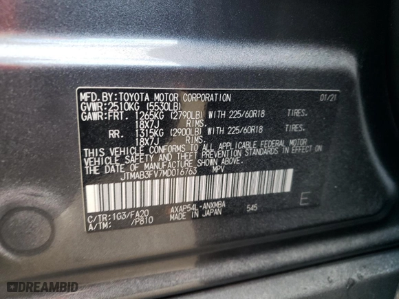 2021 Toyota RAV4 Prime SE with VIN JTMAB3FV7MD016763, listed as a Copart auction lot 88024915 with NaN miles and Salvage Title. Bid and sale history available at carsss.com. Image 12.