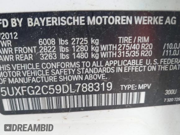 2013 BMW X6 xDrive35i z VIN 5UXFG2C59DL788319, wystawiony jako IAAI lot #42522879 z przebiegiem 158 589 mil mil oraz . Historia ofert i sprzedaży dostępna na DreamBid. Obrazek 9.