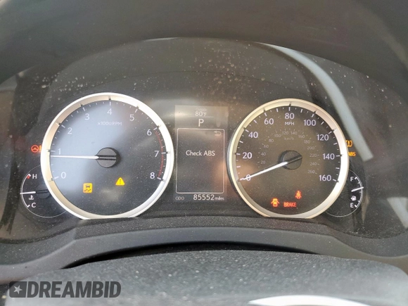 2016 Lexus IS 200t with VIN JTHBA1D22G5028725, listed as a Copart auction lot 57612325 with 85,552 mi miles and Salvage title. Bid and sale history available at DreamBid. Image 9.