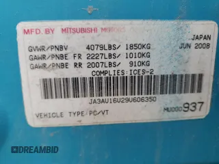 2009 Mitsubishi Lancer DE with VIN JA3AU16U29U606350, listed as a Copart auction lot 52606235 with 0 mi miles and Clean Title. Bid and sale history available at carsss.com. Image 12.