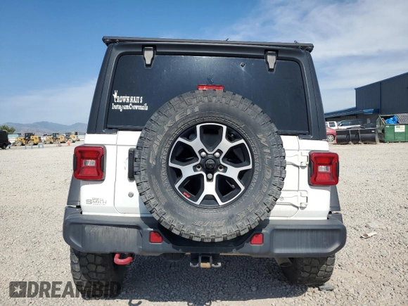 2020 Jeep Wrangler Unlimited Rubicon z VIN 1C4HJXFG8LW270561, wystawiony jako Copart lot #59327255 z przebiegiem Nie podano mil oraz Szkoda całkowita • Salvage title. Historia ofert i sprzedaży dostępna na DreamBid. Obrazek 6.