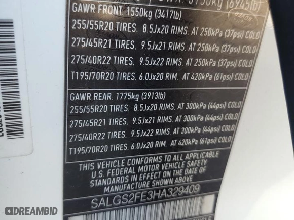 2017 Land Rover Range Rover with VIN SALGS2FE3HA329409, listed as a Copart auction lot 47972005 with NaN miles and Clean Title. Bid and sale history available at carsss.com. Image 13.