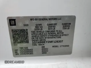 2021 GMC Sierra 3500HD Denali z VIN 1GT49WEY2MF126307, wystawiony jako Copart lot #77030854 z przebiegiem 49 598 mil mil oraz Szkoda całkowita • Salvage title. Historia ofert i sprzedaży dostępna na DreamBid. Obrazek 13.