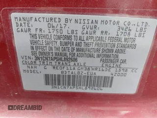 2017 Nissan Versa S Plus с VIN 3N1CN7AP5HL892606, выставлен на аукционе IAAI как лот 42522500 с пробегом 128 389 миль миль и . История ставок и продаж доступна на DreamBid. Изображение 9.
