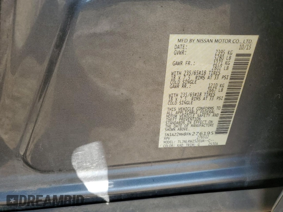 2015 Nissan Murano SL z VIN 5N1AZ2MH8FN276195, wystawiony jako Copart lot #56364415 z przebiegiem 104 355 mil mil oraz Czysty tytuł • Clean title. Historia ofert i sprzedaży dostępna na DreamBid. Obrazek 13.