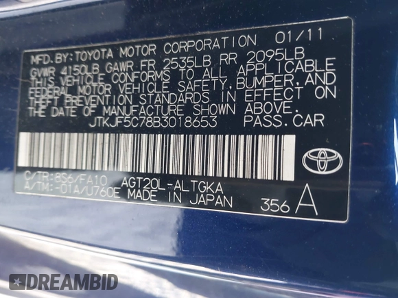2011 Scion tC z VIN JTKJF5C78B3018653, wystawiony jako IAAI lot #41588371 z przebiegiem 143 038 mil mil oraz . Historia ofert i sprzedaży dostępna na DreamBid. Obrazek 9.
