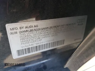 2009 Audi A4 Prestige with VIN WAUMK78K29A109056, listed as a Copart auction lot 60654924 with 131,001 mi miles and Salvage title. Bid and sale history available at DreamBid. Image 14.