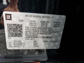 2020 GMC Yukon XL Denali with VIN 1GKS2HKJ7LR198247, listed as a Copart auction lot 43796095 with 89,557 mi miles and Salvage Title. Bid and sale history available at carsss.com. Image 14.