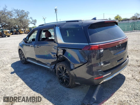 2023 Kia Carnival SX with VIN KNDNE5H39P6269124, listed as a Copart auction lot 49435825 with 22,107 mi miles and Salvage Title. Bid and sale history available at carsss.com. Image 2.