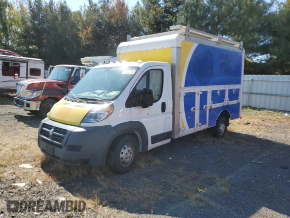 2014 Ram ProMaster z VIN 3C7WRVFG5EE115728, wystawiony jako Copart lot #72538714 z przebiegiem Nie podano mil oraz Szkoda całkowita • Salvage title. Historia ofert i sprzedaży dostępna na DreamBid. Obrazek 2.