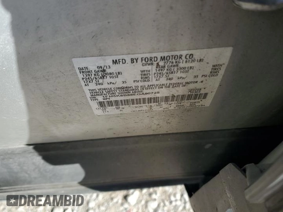 2014 Ford Explorer with VIN 1FM5K8B88EGA80725, listed as a Copart auction lot 49245575 with 93,149 mi miles and Salvage Title. Bid and sale history available at carsss.com. Image 13.