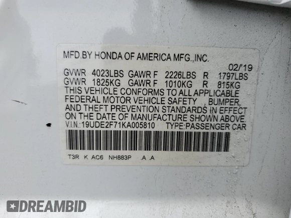 2019 Acura ILX w/Premium Pkg with VIN 19UDE2F71KA005810, listed as a Copart auction lot 49830995 with 70,892 mi miles and Salvage Title. Bid and sale history available at carsss.com. Image 15.