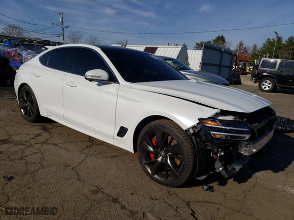 2022 Genesis G70 3.3T with VIN KMTG54TE7NU104131, listed as a Copart auction lot 85521034 with 59,735 mi miles and Salvage Title. Bid and sale history available at carsss.com. Image 4.
