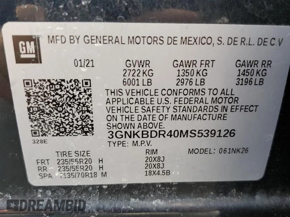 2021 Chevrolet Blazer LT with VIN 3GNKBDR40MS539126, listed as a Copart auction lot 76137134 with 87,550 mi miles and Salvage title. Bid and sale history available at DreamBid. Image 13.