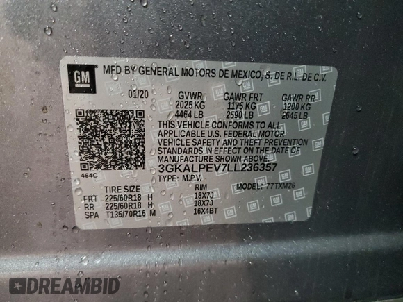 2020 GMC Terrain SLT with VIN 3GKALPEV7LL236357, listed as a Copart auction lot 75732024 with Not provided miles and Clean title. Bid and sale history available at DreamBid. Image 14.