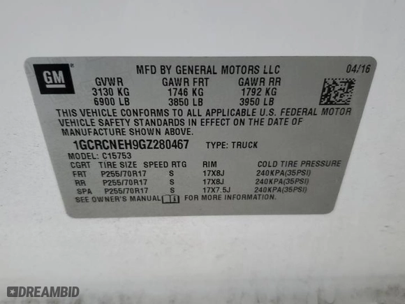 2016 Chevrolet Silverado 1500 Work Truck with VIN 1GCRCNEH9GZ280467, listed as a Copart auction lot 84023774 with 153,213 mi miles and Clean Title. Bid and sale history available at carsss.com. Image 12.