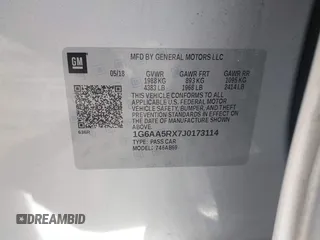 2018 Cadillac ATS RWD z VIN 1G6AA5RX7J0173114, wystawiony jako IAAI lot #41592867 z przebiegiem 50 393 mil mil oraz . Historia ofert i sprzedaży dostępna na DreamBid. Obrazek 9.