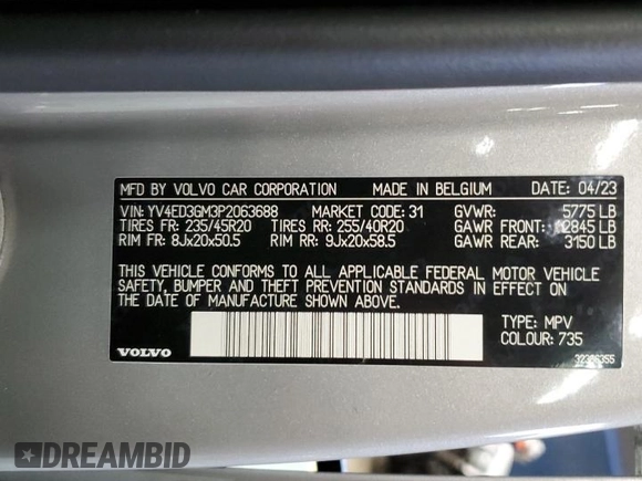2023 Volvo C40 Ultimate с VIN YV4ED3GM3P2063688, выставлен на аукционе Copart как лот 78669843 с пробегом 9 761 миль миль и . История ставок и продаж доступна на DreamBid. Изображение 13.