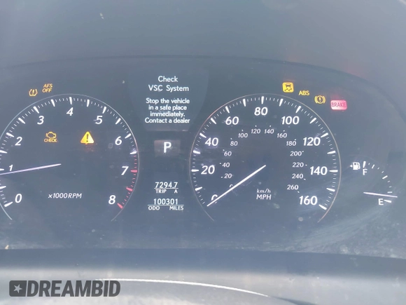 2007 Lexus LS 460 with VIN JTHBL46F275017817, listed as a IAAI auction lot 41958897 with 100,301 mi miles and . Bid and sale history available at DreamBid. Image 7.