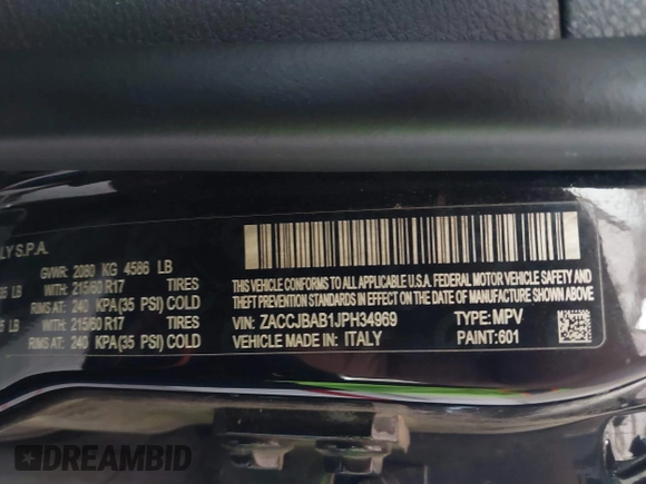 2018 Jeep Renegade Sport z VIN ZACCJBAB1JPH34969, wystawiony jako IAAI lot #42161262 z przebiegiem 65 325 mil mil oraz . Historia ofert i sprzedaży dostępna na DreamBid. Obrazek 9.