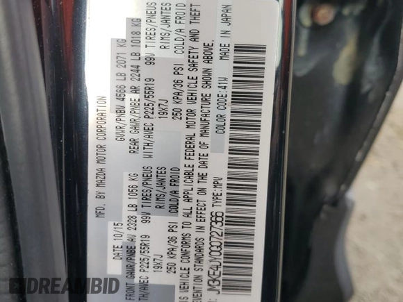2016 Mazda CX-5 Grand Touring with VIN JM3KE4DY0G0727366, listed as a Copart auction lot 51682115 with 114,462 mi miles and Salvage Title. Bid and sale history available at carsss.com. Image 13.
