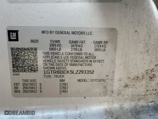 2020 GMC Sierra 1500 SLE with VIN 1GTR8BEK5LZ293352, listed as a Copart auction lot 62691744 with 105,335 mi miles and Non Repairable. Bid and sale history available at carsss.com. Image 14.