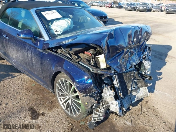 2019 Audi A5 Cabriolet Premium Plus with VIN WAUYNGF59KN001750, listed as a IAAI auction lot 41628555 with NaN miles. Bid and sale history available at carsss.com. Image 18.