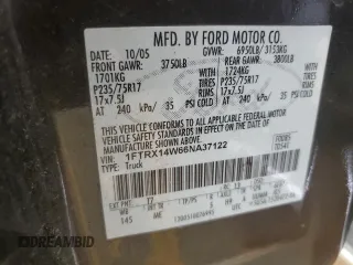 2006 Ford F-150 STX with VIN 1FTRX14W66NA37122, listed as a Copart auction lot 63331385 with 235,840 mi miles and Salvage title. Bid and sale history available at DreamBid. Image 12.