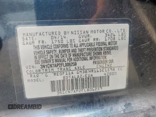 2015 Nissan Versa SV with VIN 3N1CN7AP2FL806259, listed as a Copart auction lot 54741745 with 145,982 mi miles and Salvage title. Bid and sale history available at DreamBid. Image 12.