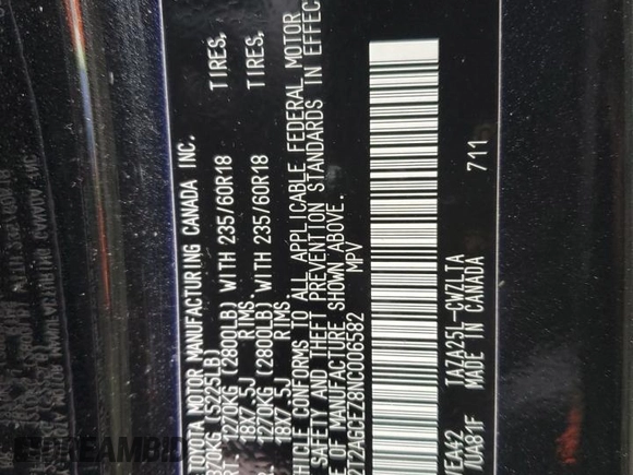 2022 Lexus NX with VIN 2T2AGCEZ8NC006582, listed as a Copart auction lot 39311854 with 2,435 mi miles. Bid and sale history available at carsss.com. Image 12.