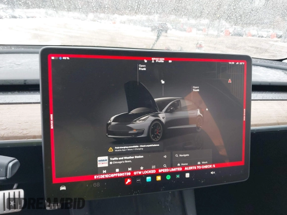 2023 Tesla Model 3 Performance with VIN 5YJ3E1EC6PF590739, listed as a IAAI auction lot 40919165 with 20,474 mi miles. Bid and sale history available at carsss.com. Image 19.