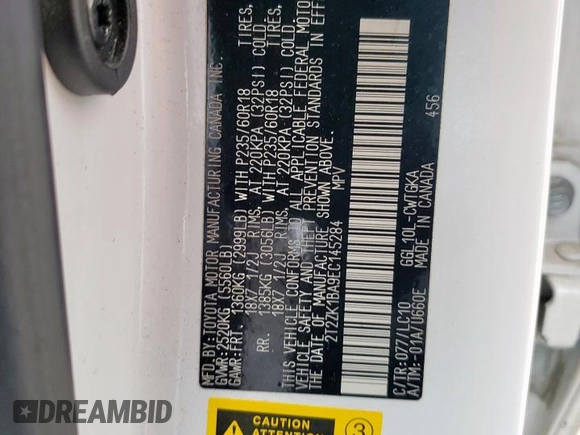 2014 Lexus RX 350 with VIN 2T2ZK1BA9EC145284, listed as a Copart auction lot 54882555 with 131,553 mi miles and Salvage Title. Bid and sale history available at DreamBid. Image 13.