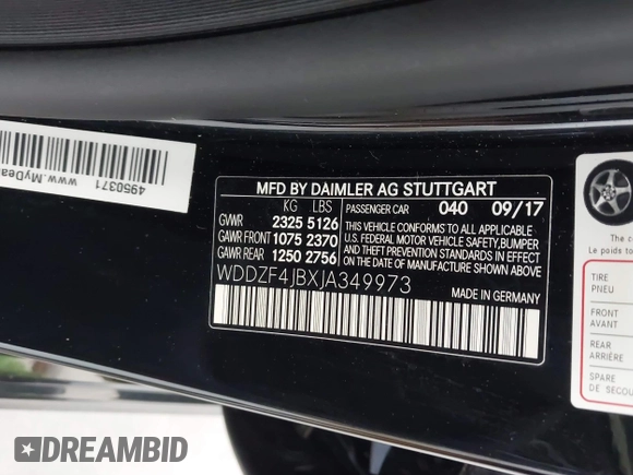 2018 Mercedes-Benz E 300 with VIN WDDZF4JBXJA349973, listed as a IAAI auction lot 42630433 with 79,153 mi miles and . Bid and sale history available at DreamBid. Image 9.