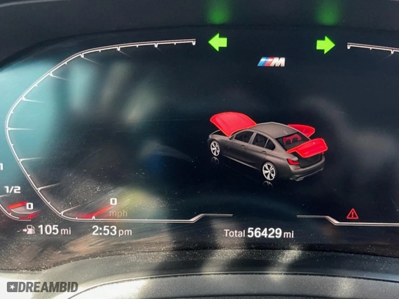 2020 BMW 3 Series M340i with VIN WBA5U7C00LFH38459, listed as a Copart auction lot 42206275 with 56,429 mi miles and Non Repairable. Bid and sale history available at carsss.com. Image 9.