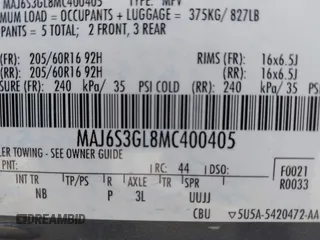 2021 Ford EcoSport SE z VIN MAJ6S3GL8MC400405, wystawiony jako IAAI lot #42376574 z przebiegiem 32 245 mil mil oraz . Historia ofert i sprzedaży dostępna na DreamBid. Obrazek 9.