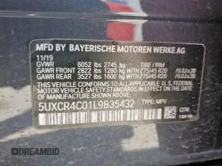 2020 BMW X5 sDrive40i with VIN 5UXCR4C01L9B35432, listed as a Copart auction lot 54367635 with 63,077 mi miles and Salvage title. Bid and sale history available at DreamBid. Image 13.