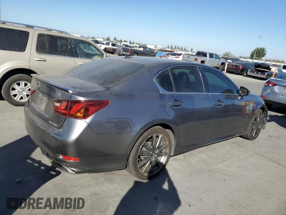 2014 Lexus GS 350 with VIN JTHBE1BL7E5034081, listed as a Copart auction lot 76626814 with 124,207 mi miles and Salvage Title. Bid and sale history available at carsss.com. Image 3.