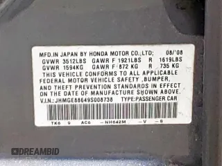 2009 Honda Fit Sport w/Navi with VIN JHMGE88649S008738, listed as a Copart auction lot 53961345 with 282,290 mi miles and Salvage Title. Bid and sale history available at carsss.com. Image 12.