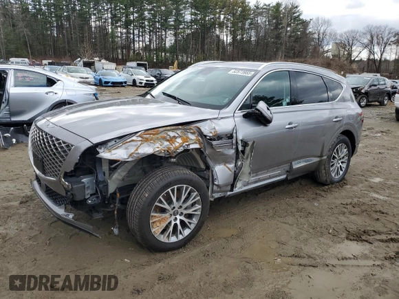 2024 Genesis GV80 z VIN KMUHBDSB5RU167055, wystawiony jako Copart lot #52573955 z przebiegiem Nie podano mil oraz Szkoda całkowita • Salvage title. Historia ofert i sprzedaży dostępna na DreamBid. Obrazek 1.