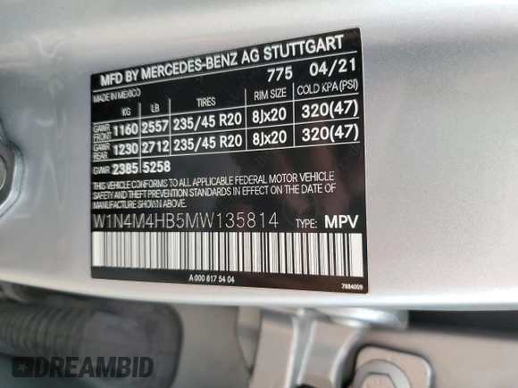 2021 Mercedes-Benz GLB 250 z VIN W1N4M4HB5MW135814, wystawiony jako Copart lot #53631015 z przebiegiem 42 723 mil mil oraz Szkoda całkowita • Salvage title. Historia ofert i sprzedaży dostępna na DreamBid. Obrazek 13.