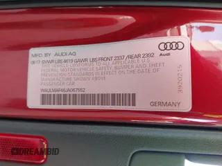 2018 Audi A4 Premium Plus with VIN WAULMAF46JA067552, listed as a IAAI auction lot 41196454 with 61,361 mi miles. Bid and sale history available at carsss.com. Image 9.