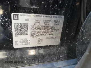 2020 Chevrolet Trax LT with VIN 3GNCJLSB5LL274576, listed as a Copart auction lot 42796705 with 75,811 mi miles and Salvage Title. Bid and sale history available at carsss.com. Image 13.